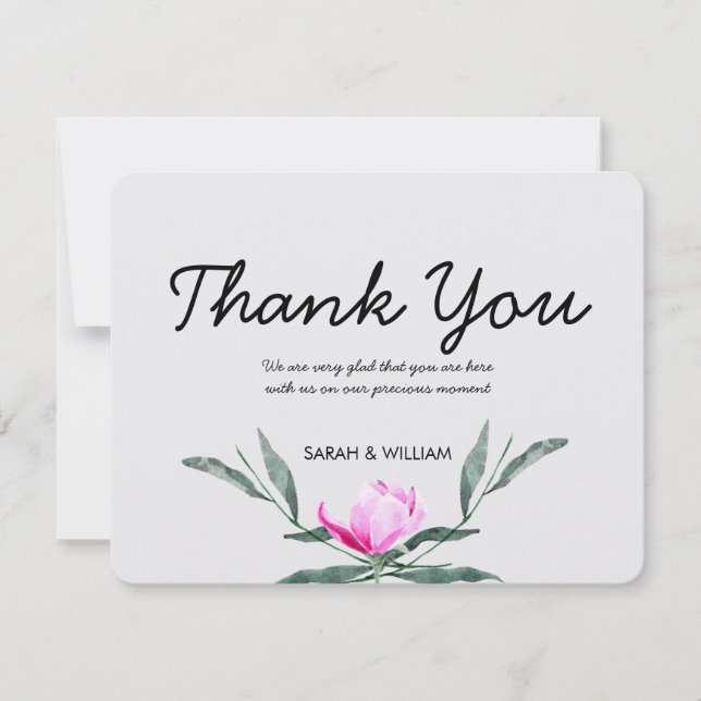 De Agradecimiento Magnolia Floral Watercolor Boda Gracias Tarjeta (Anverso)