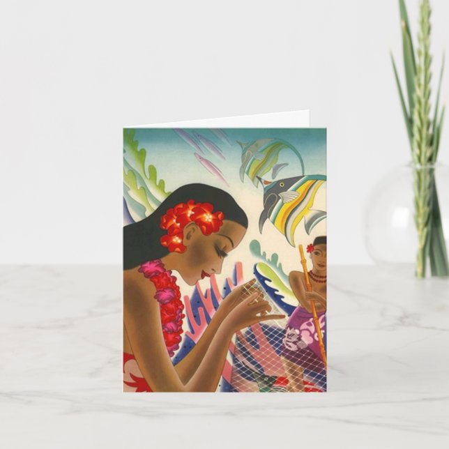 De Agradecimiento Mahalo Gracias Tarjeta Hawaiana Fish Lei (Anverso)