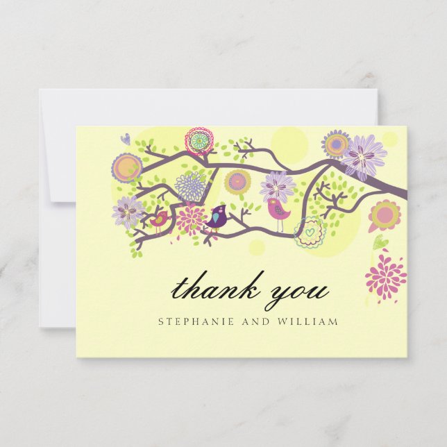 De Agradecimiento Marfil Aves Boda Gracias Tarjeta (Anverso)