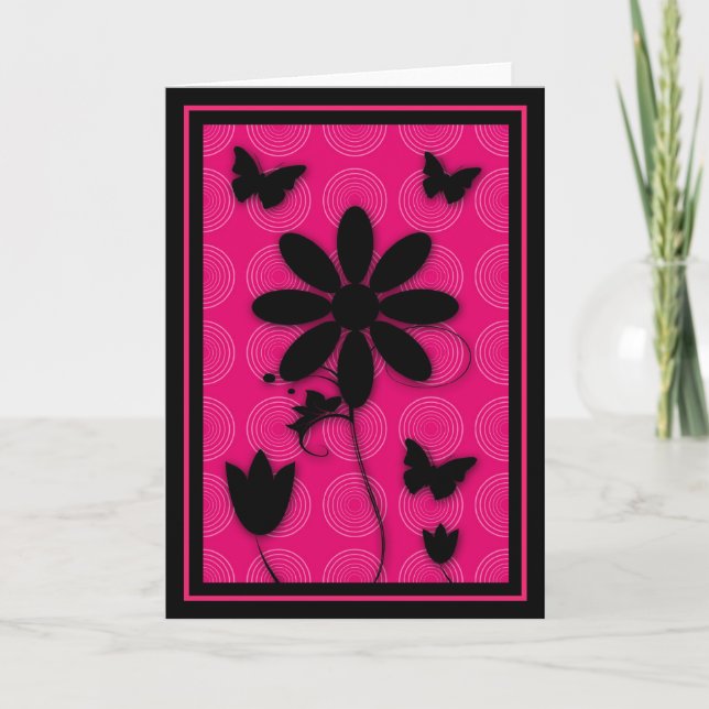 De Agradecimiento Mariposas y Flores Retro Tarjeta en Blanco (Anverso)