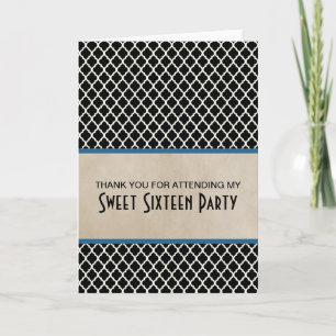 De Agradecimiento Moda azul Quatrefoil Sweet 16 Gracias Tarjeta