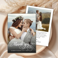 Moda Boho Script Photo Boda Gracias Tarjeta