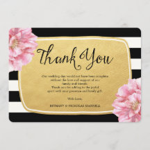 Moda floral Foto Gracias Tarjeta / Oro