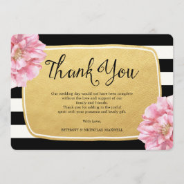De Agradecimiento Moda floral Foto Gracias Tarjeta / Oro