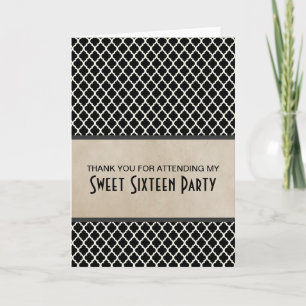 De Agradecimiento Moda gris Quatrefoil Sweet 16 Gracias Tarjeta
