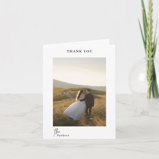 De Agradecimiento Moda Guión Moderno Gracias Tarjeta Boda (Anverso)