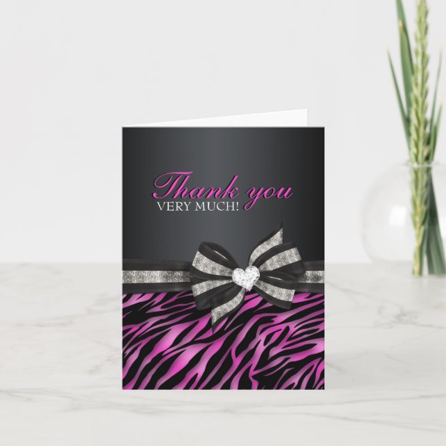 De Agradecimiento Moda Zebra Sweet Dieciséis Gracias Tarjeta (Anverso)