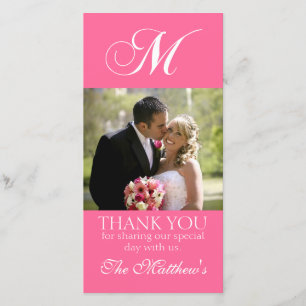De Agradecimiento Monograma Rosa M Boda Gracias Tarjeta Fotográfica