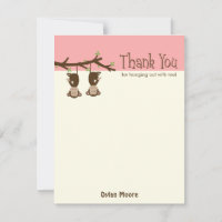 Monos colgantes Gracias Tarjeta - Rosa