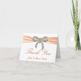 De Agradecimiento Naranja Diamond Bow Boda Gracias Tarjeta