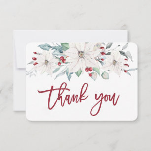 De Agradecimiento Navidades blanco poinsettia gracias tarjeta