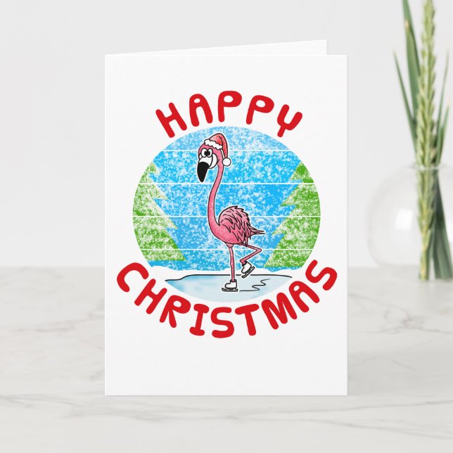 De Agradecimiento Navidades Flamingo Tarjeta Funny Skater (Anverso)
