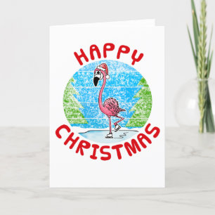 De Agradecimiento Navidades Flamingo Tarjeta Funny Skater
