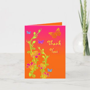 De Agradecimiento Neon Butterflies & Flowers Gracias Tarjeta 2