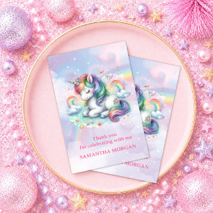 De Agradecimiento Niña Cumpleaños Unicornio Rosa Encantado Tarjeta d