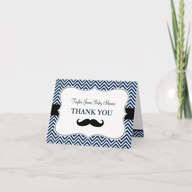 De Agradecimiento Oh Boy Mustache Baby Shower Gracias Tarjeta (Anverso)