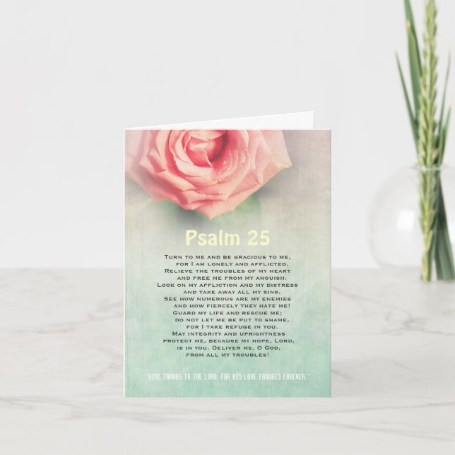 De Agradecimiento Oración, salmo 25 tarjeta cristiana personalizada (Anverso)