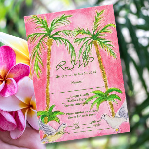 De Agradecimiento Paint Tropical Lovebirds Tarjeta RSVP rosa
