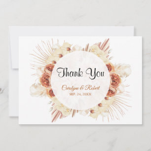 De Agradecimiento Pampas Grass Floral Boda Gracias Tarjeta