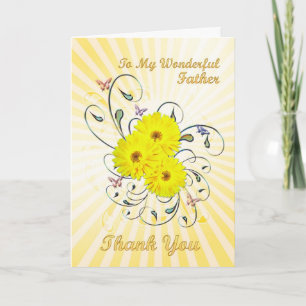 De Agradecimiento Para el padre, gracias tarjeta con flores amarilla