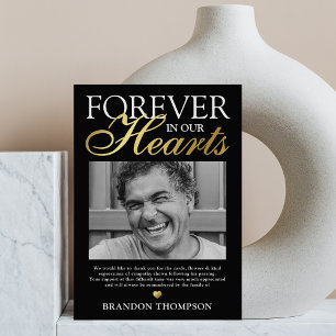 De Agradecimiento Para siempre en nuestros corazones Funeral Tarjeta