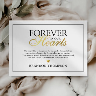 De Agradecimiento Para siempre en nuestros corazones Funeral Tarjeta