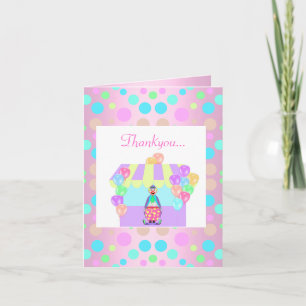 DE AGRADECIMIENTO PASTEL PINK POLKA DOT CIRCUS GRACIAS TARJETA