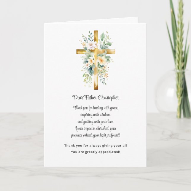 De Agradecimiento Pastor Apreciación Gracias Tarjeta - Floral (Anverso)