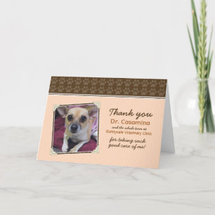 De Agradecimiento Paws Gracias Tarjeta por la Vet (melocotón/marrón)