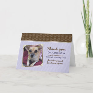De Agradecimiento Paws Gracias Tarjeta por la Vet (púrpura/marrón)