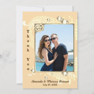 De Agradecimiento Peach with Frame & Diamonds Image Gracias Tarjeta