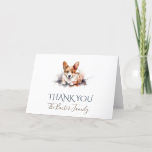 De Agradecimiento Pembroke Welsh Corgi Acuarela Gracias Tarjeta