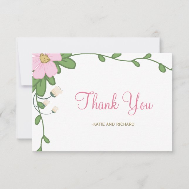 De Agradecimiento Peony Floral Boda Gracias tarjeta (Anverso)