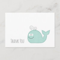 Pequeña ballena pequeña Gracias Tarjeta plana / Aq