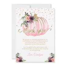 Pequeña Calabaza Baby Shower Gracias Tarjeta 5x7