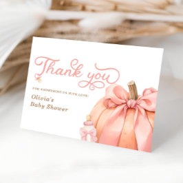 De Agradecimiento Pequeña Calabaza Rosa Baby Shower Gracias Tarjeta