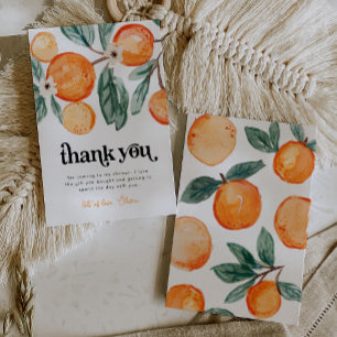 De Agradecimiento Pequeño Naranja Cutie Baby Shower Gracias Tarjeta