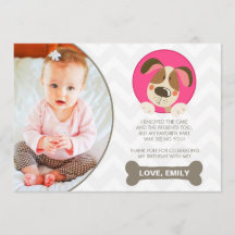 Perro cachorro Gracias Tarjeta Foto Paw-Ty Paw Tie