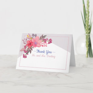 De Agradecimiento Piense los rosas polvorientos con la tarjeta gris