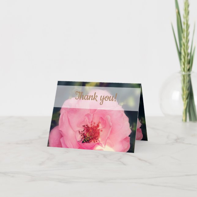 De Agradecimiento Pin Rosa Gracias tarjeta (Anverso)