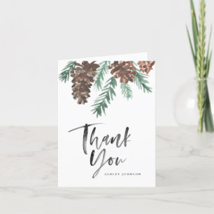De Agradecimiento Pinecone Gracias Cepillo Script Tarjeta plegada
