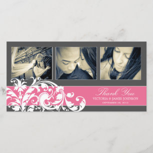 DE AGRADECIMIENTO PINK FLOURISH BODA GRACIAS TARJETA