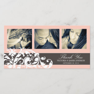 DE AGRADECIMIENTO PINK FLOURISH   BODA GRACIAS TARJETA