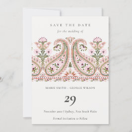 De Agradecimiento Pink Green Floral Paisley Motif Guardar la tarjeta