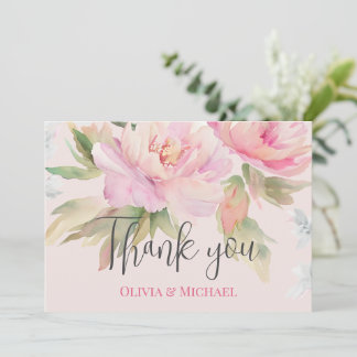 De Agradecimiento Pink peony Watercolor Boda Gracias Tarjeta