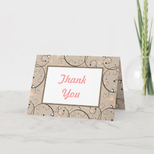 De Agradecimiento Plegable Gracias Tarjeta Coral Ligero Pink/Brown S