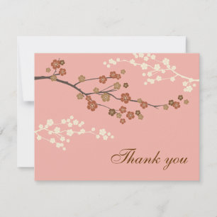 De Agradecimiento Plum Blossom Flat Gracias Tarjeta Rosa Antiguo