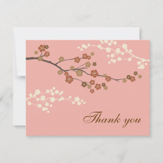 De Agradecimiento Plum Blossom Flat Gracias Tarjeta Rosa Antiguo