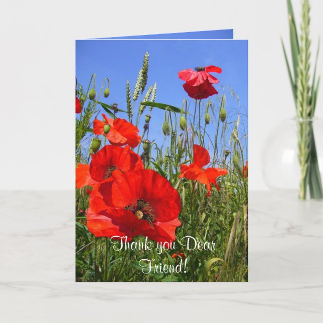 De Agradecimiento POPPY FIELD ~ Tarjeta para amigos (Anverso)