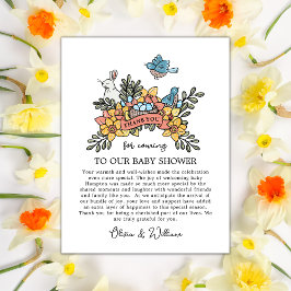 De Agradecimiento Primavera Aves Gracias Tarjeta Baby Shower